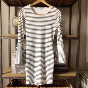 Charlotte Russe Fitted Striped Bell Sleeve Dress